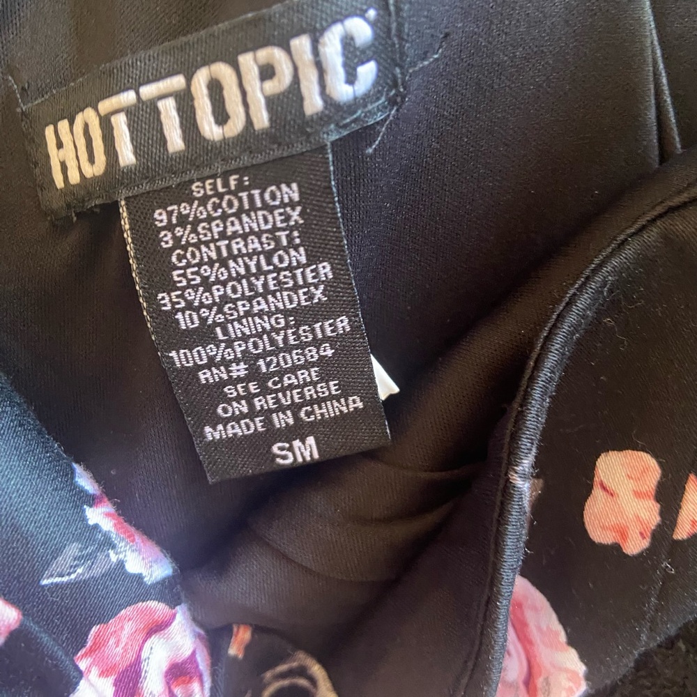 Hot Topic Black & Pink Skull Rose Lace-Up Dress - Picture 3 of 3